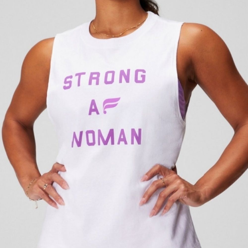 Fabletics Muscle Tank Classic White Graphic 2X NWT IN‎ PACKAGING